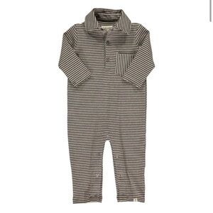 ME & HENRY GREEN STRIPE ROMPER Kingston Polo Romper Stripe
